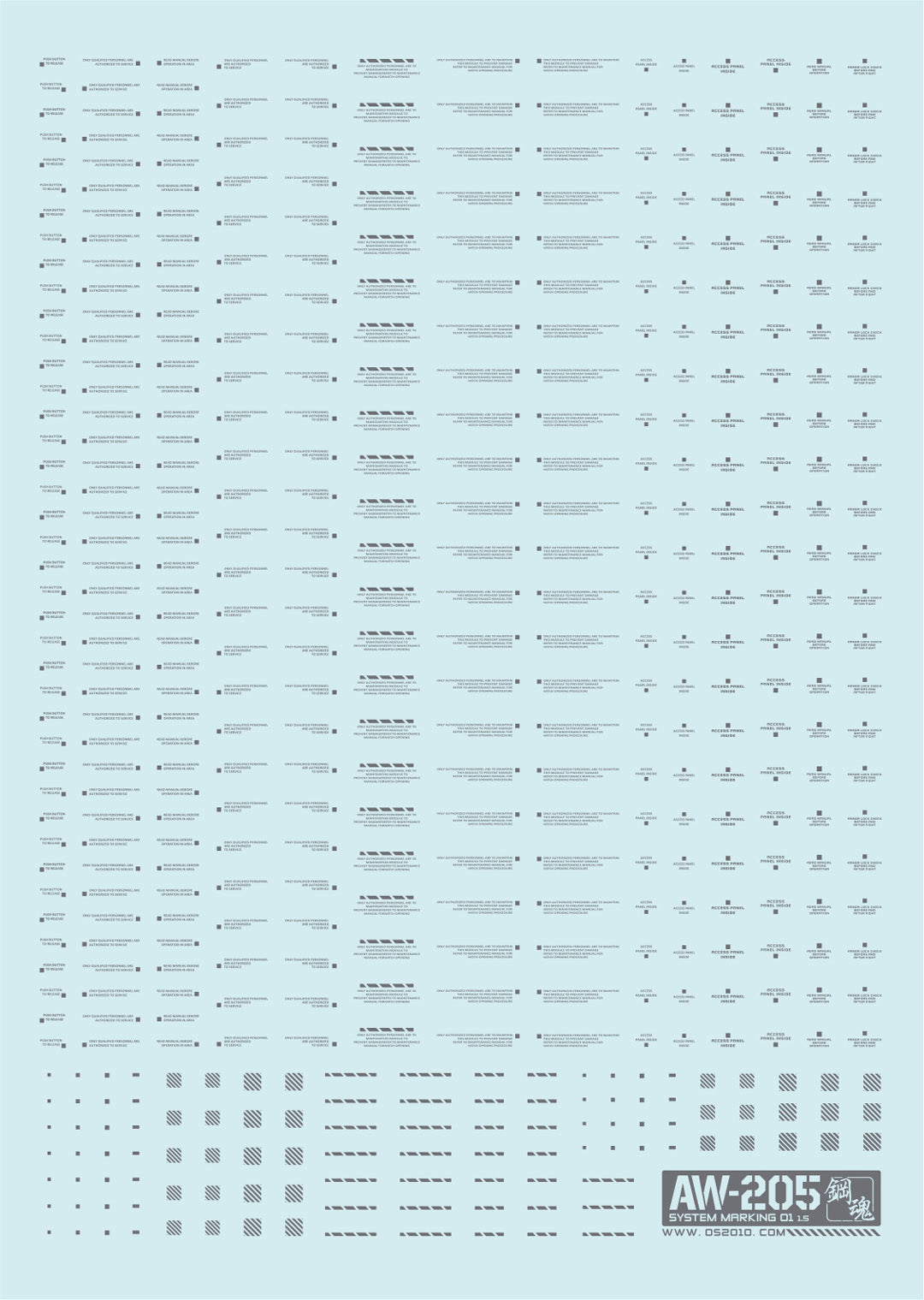 AW-205 Waterslide Decal Markings Type 00 (Dark Grey)