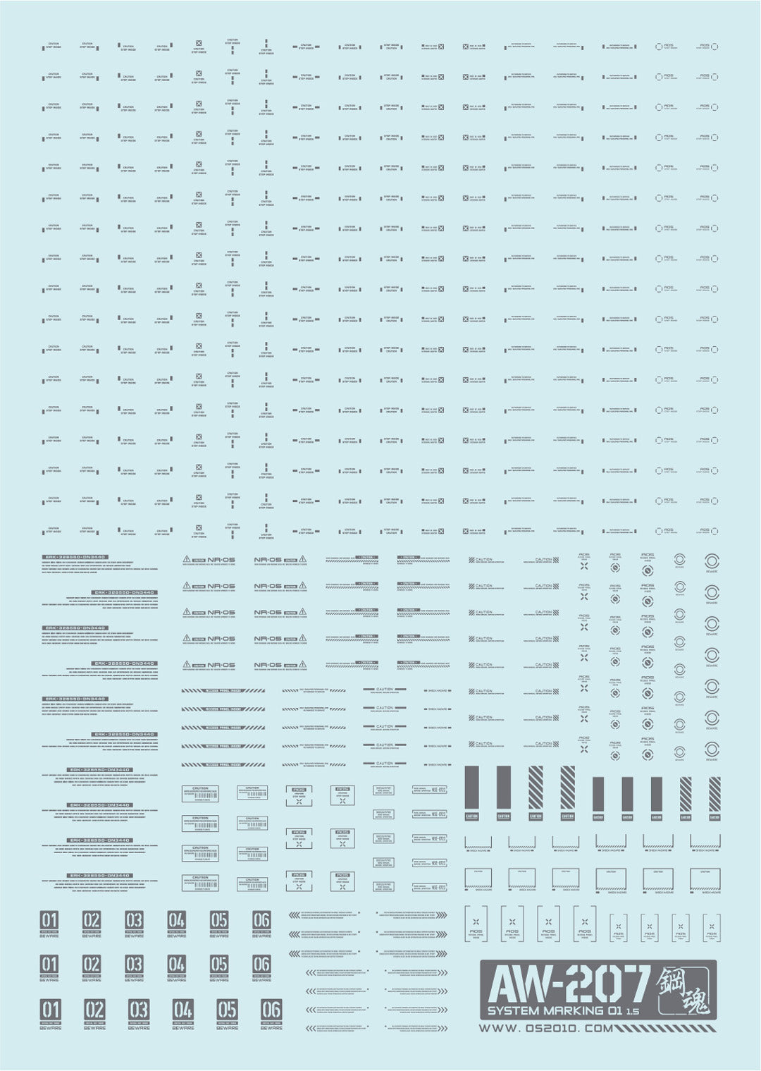 AW-207 Waterslide Decal Markings Type 01 (Dark Grey)