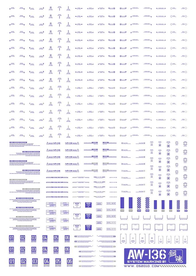 AW-136 Waterslide Decal Markings Type 01 (Blue)