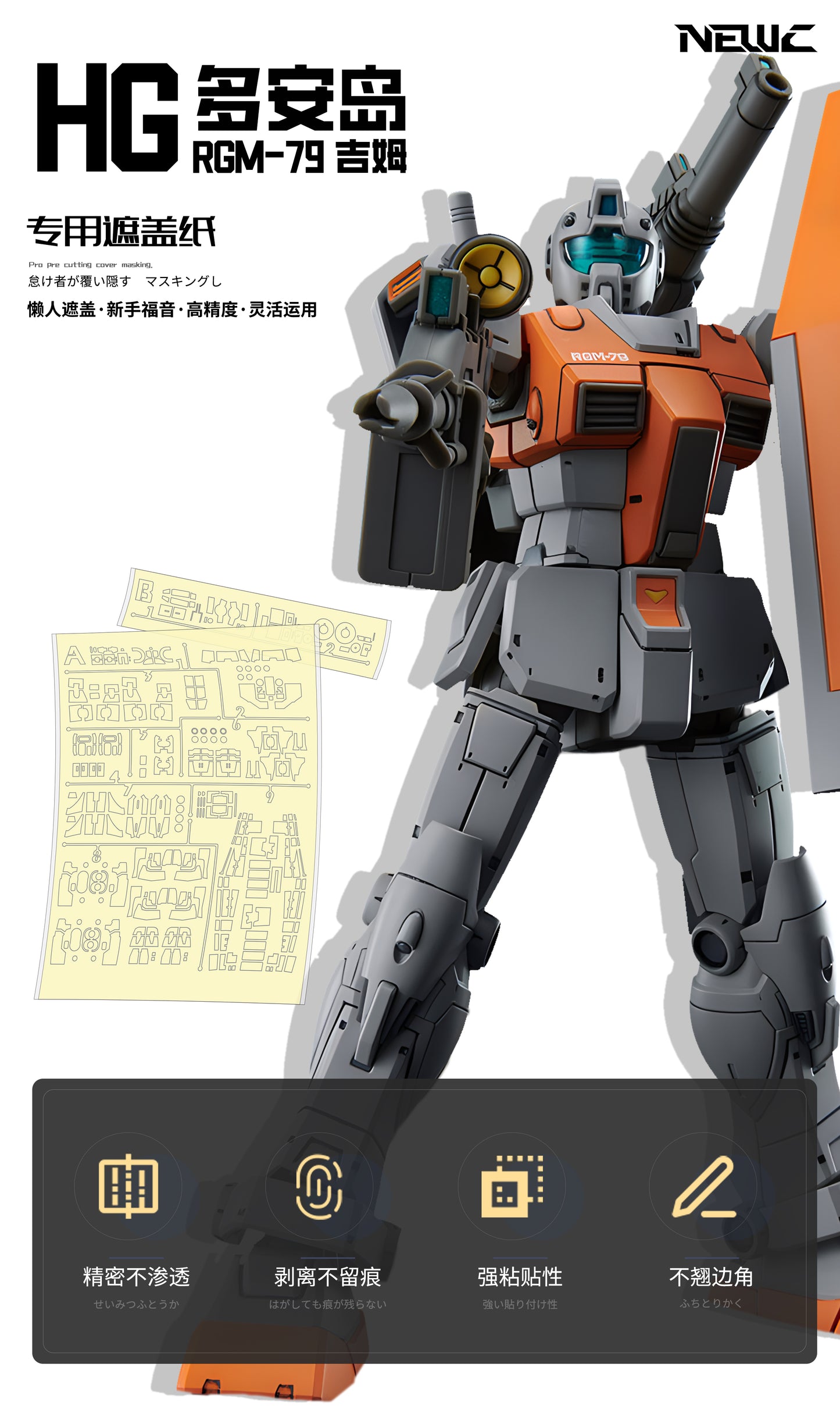 NPC-021 PRECUT MASKING SHEET FOR BANDAI HG DOAN'S ISLAND GM