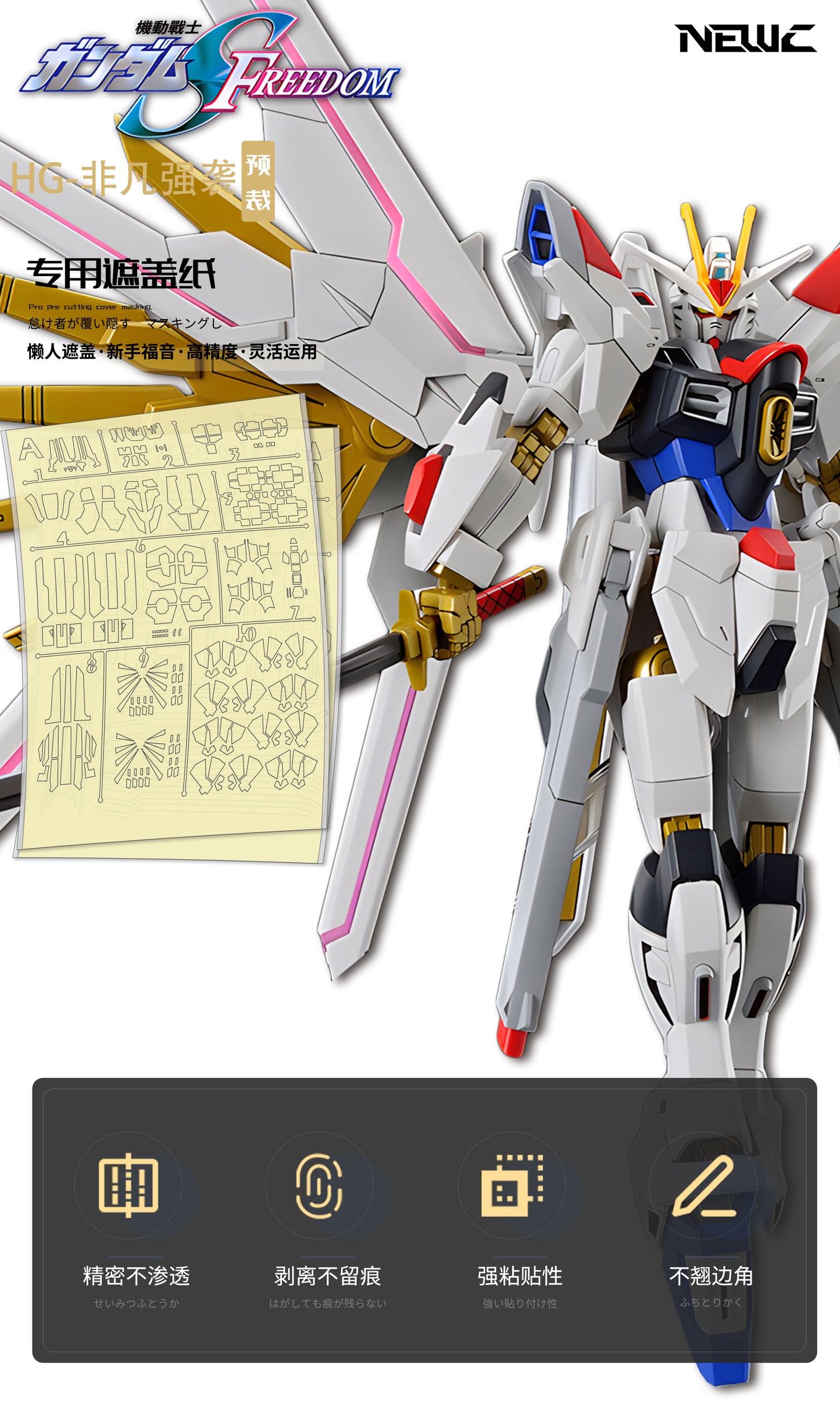 NPC-024 PRECUT MASKING SHEET FOR BANDAI HG MIGHTY STRIKE FREEDOM