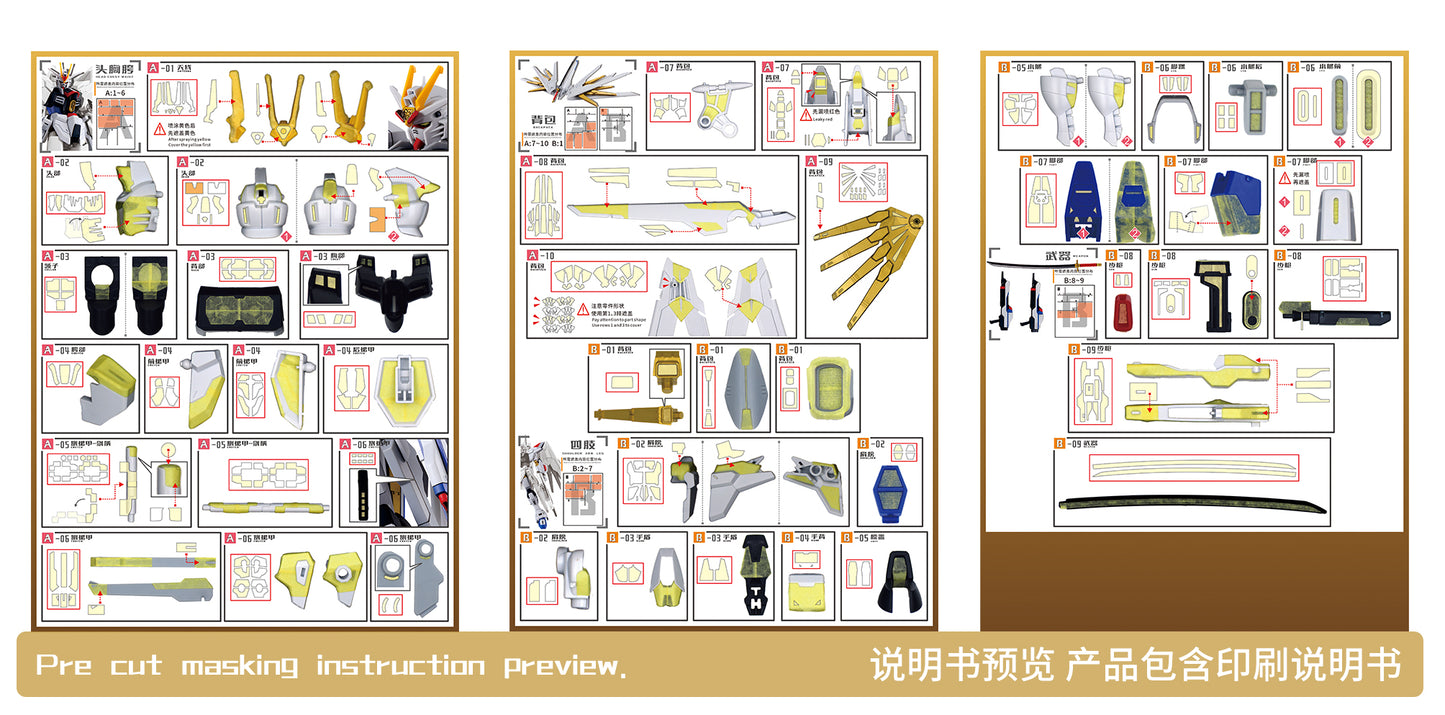 NPC-024 PRECUT MASKING SHEET FOR BANDAI HG MIGHTY STRIKE FREEDOM