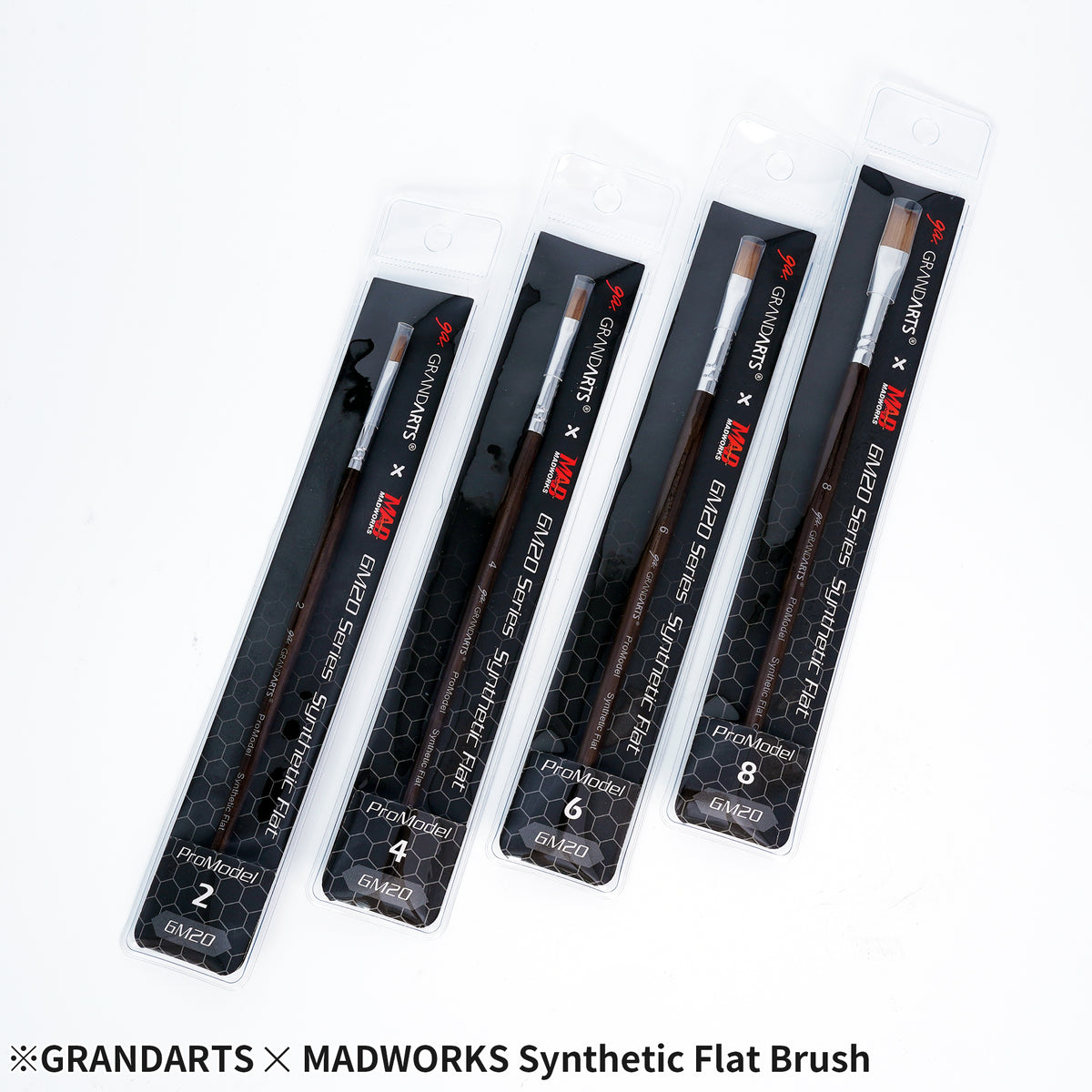 GM-20 GRANDARTSxMADWORKS SYNTHETIC FLAT BRUSHES (4PC SET)