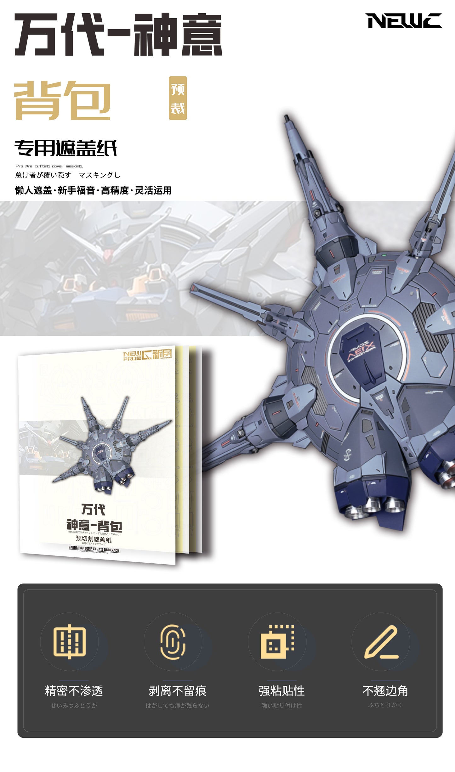 NPC-009 PRECUT MASKING SHEET FOR BANDAI MG PROVIDENCE'S BACKPACK
